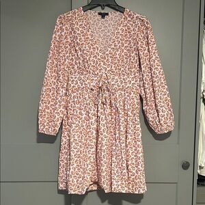 Cute JCrew Long Sleeve Floral Dress in Pink and Orange